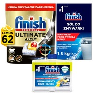 Finish Sada do myčky nádobí Kapsle Ultimate 62 kusů + sůl 1.5 kg a čistič