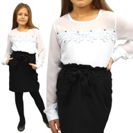 Youandbaby bluzka dziecięca długi rękaw bawełna biały rozmiar 134 (129 - 134 cm)