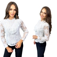B&W BÉKÁS CSIPKÉS BLÚZ, FEHÉR