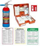 Súprava pre firmy požiarnej ochrany BOZP Hasiaci prístroj 2 kg Lekárnička DIN