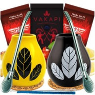 Yerba Mate Vakapi Mateine Zestaw Dwojga matera kubki bombille smaki 3x50g