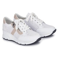 Sneakersy półbuty damskie skórzane Rieker N6304-80 WHITE COMBINATION R..37