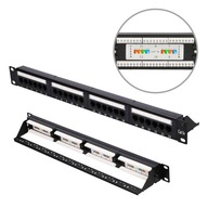 Patch panel patchpanel RACK 19'' kat.5e 24p UTP z tacką