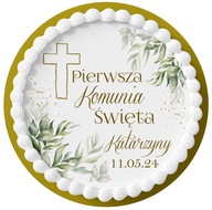 Opłatek Na Tort Komunijny 20 cm + Twój Napis Komunia Okrągły Na Komunie