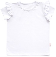 Biała bluzka galowa na krótki rękaw dla dziewczynki z PEREŁKAMI AIPI 146
