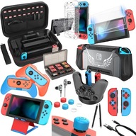 MEGA ZESTAW AKCESORIÓW 28W1 DO KONSOLI NINTENDO SWITCH FUTERAŁ ETUI GRY