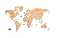 Mapa Świata na ścianę drewniana 70x120 cm
