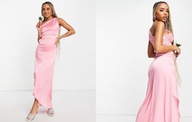 TFNC Różowa sukienka maxi na jedno ramię XL