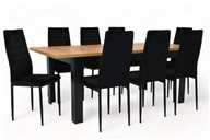 Komplet stół prostokątny 160 x 90 cm rozkłada się do 200 cm + krzesła 8 sztuk Violento