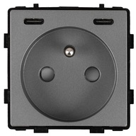 Modul Zásuvka s Bolcem Šedá +USB nabíječka C+C 20W pro Rámečky MIUUN