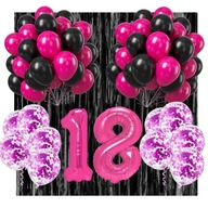 Sada balónov k 18. narodeninám PINK BLACK r4