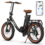 Rower elektryczny (poniżej 250 W) Onesport OT16-2 48V 17AH City Ebike 120KM APP rama M stal koło 20 " brązowy 250 W