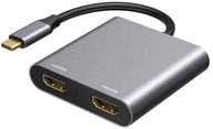 Adapter USB-C Tradebit 6314 szary 2xHDMI 4K