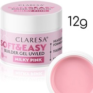 CLARESA Żel budujący SOFT&EASY BUILDER GEL MILKY PINK 12G