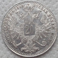 RAKÚSKO - 20 Krajcarov / krejcar 1868 - striebro / 3