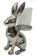 Strieborný svietnik zajac 22 cm