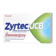 Zyrtec UCB, 10 mg, tabletki powlekane - łagodzi objawy związanych z alergicznym zapaleniem błony śluzowej nosa i oczu, 10 szt.