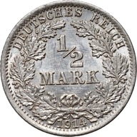 Nemecko, impérium, 1/2 mark 1914 A, ulica 1-