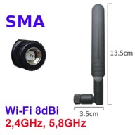 Antena WiFi 2.4GHz 5,8GHz 8dBi wtyk SMA -- 2szt --