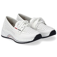 Sneakersy damskie Rieker N6557-80 WHITE białe modne lekkie SKÓRA R..36