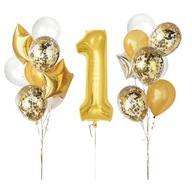 Zlaté balóny pre ročné dieťa Súprava 16 pal