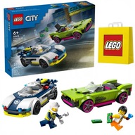 LEGO City Zestaw 60415 Pościg radiowozu za muscle carem auto + Torba LEGO