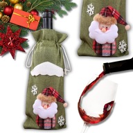 ŚWIĄTECZNY POKROWIEC ETUI NA BUTELKĘ WINO UBRANKO DEKORACJA PREZENT 2X