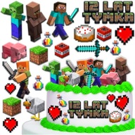 MEGA KÉSZLET DIY CUKOR TORTA DEKORÁCIÓ MINE CRAFT STEVE JÁTÉK JÁTÉKOS