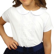 Youandbaby bluzka dziecięca krótki rękaw bawełna biały rozmiar 152 (147 - 152 cm)