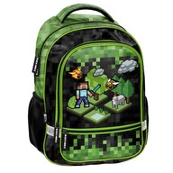 Plecak szkolny wielokomorowy Minecraft Paso czarny, Odcienie zieleni, Wielokolorowy 19 l