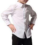 LAVINO koszula dziecięca długi rękaw bawełna biały rozmiar 134 (129 - 134 cm)