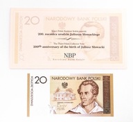 Polska 20 zł 2009 Banknot 200-Rocznica Urodzin JULIUSZ SŁOWACKI w etui UNC