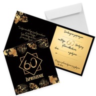 Zaproszenia na 60 Urodziny Złote Liście Eleganckie Czarne Z11_27
