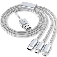 KABEL 3w1 DO ŁADOWARKA do IPHONE MICRO USB TYP-C