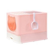 Large Litter Box, Collapsible Drawer Type, Pink