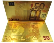 Kolekcjonerski Banknot 50 EURO Pozłacany