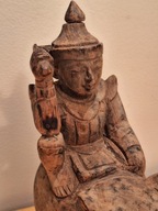 WOJOWNIK NA BAWOLE rzeźba DREWNO ORIENTALNE Z POGRANICZA Birmy i Laosu
