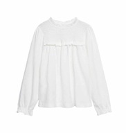 MANGO bluzka dziecięca długi rękaw bawełna biały rozmiar 128 (123 - 128 cm)
