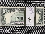 5-dolárová bankovka USA na hranie a naučenie sa balíka 100 kusov