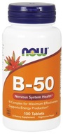 NOW FOODS Witamina B-50 - Kompleks Witamin B (100 tabl.)