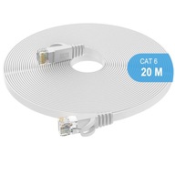 Kabel Ethernet CAT 6 RJ45 Płaski | LAN 20M Biały