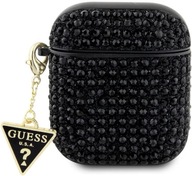 Guess Rhinestones Triangle Metal Logo Case dla AirPods 1/2 Czarny