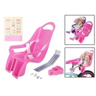 Fotelik dla lalek na rower dziewczęcy z naklejką DIY Uniwersalne akcesoria rowerowe dla dzieci Różowy