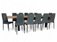 Komplet stół prostokątny 200 x 100 cm rozkłada się do 300 cm + krzesła 12 sztuk Violento