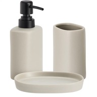 FÜRDŐSZOBA SZETT KERÁMIA ADAGOLÓ BÖGRE TÁLCA 14 X 11 X 17 CM BÉZS