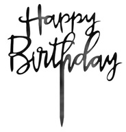 Topper na tort PartyPal Happy Birthday czarny 13,5 cm