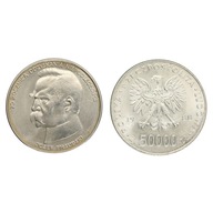 50.000 zł - Józef Piłsudski - 1988 r, Ag