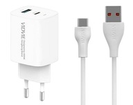 SZYBKA ŁADOWARKA SIECIOWA DO TELEFONU 2xUSB USB-C 20W PD QC 3.0 KABEL TYP C