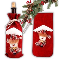 ŚWIĄTECZNY POKROWIEC ETUI NA BUTELKĘ WINO UBRANKO DEKORACJA PREZENT 2X