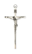 Krzyż metalowy ONE srebrny na ścianę 17 cm